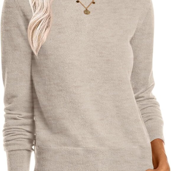 Sweaters for Women Long Sleeve Lightweight Crewneck Soft Basic Knit Loose Fit Pu - Picture 1 of 6